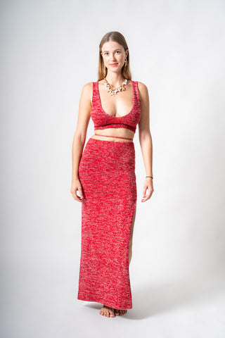 Sunshine Glimmer Knit Skirt - Red