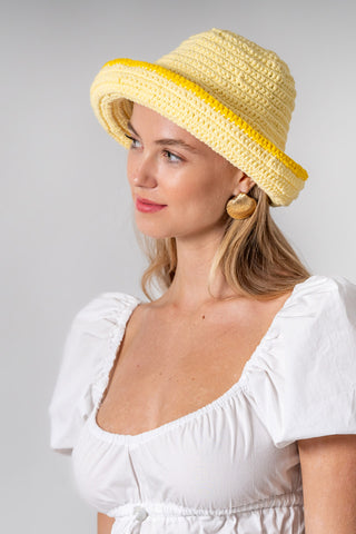 Cotton Knit Hat - Yellow