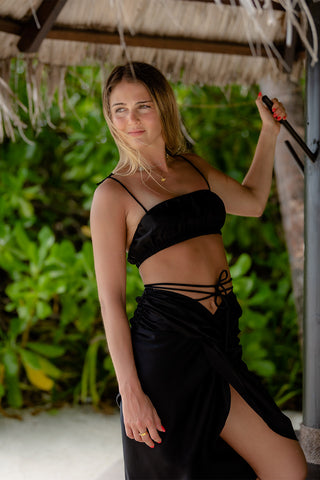 Mermaid Tie Up Skirt - Black