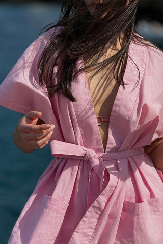 Coastal Linen Kimono - Pink