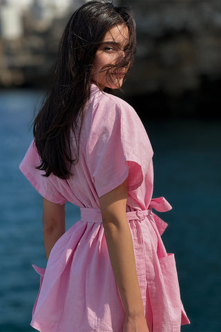 Coastal Linen Kimono - Pink