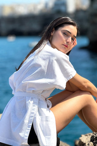 Coastal Linen Kimono - White