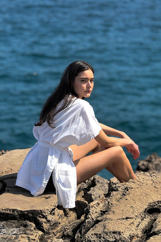 Coastal Linen Kimono - White