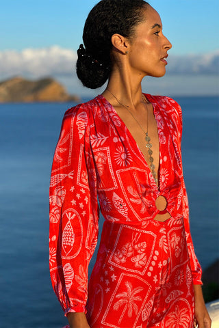 Balearic Breeze Long Dress - Red