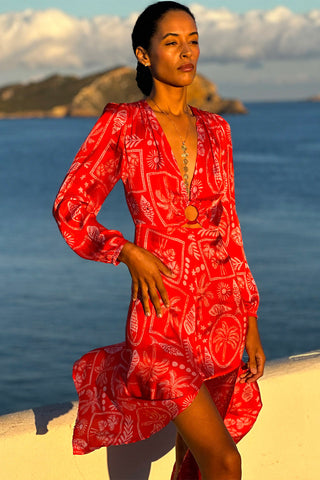Balearic Breeze Long Dress - Red