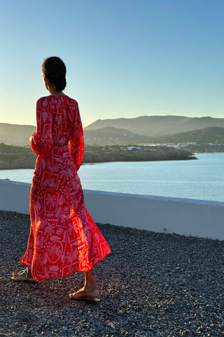 Balearic Breeze Long Dress - Red
