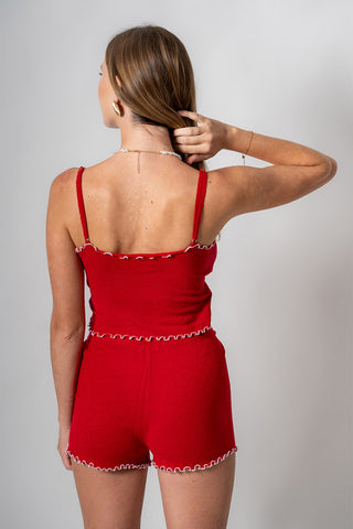 Riviera Lounge Lettuce Hem Short - Red