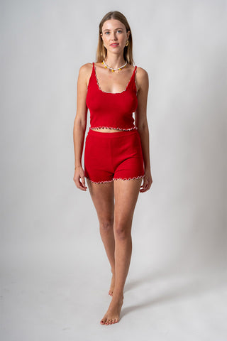 Riviera Lounge Lettuce Hem Short - Red