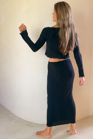 Sea Foam Knit Skirt - Black