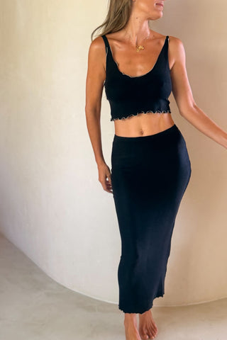 Sea Foam Knit Skirt - Black
