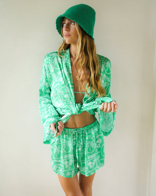 Paradiso Satin Shorts – Mallorca Print