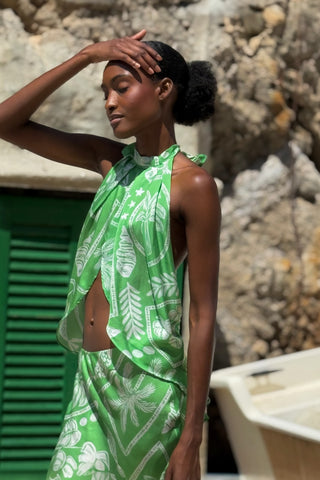 Drape Halter Top – Mallorca Print